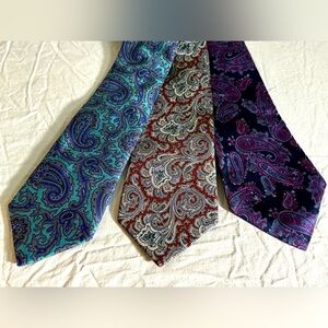 Lot of 3 Paisley Silk Ties Lord & Taylor, Van Heusen Classic, Strawbridge